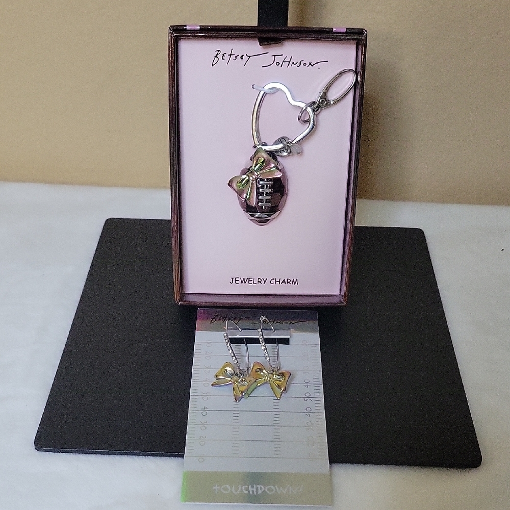 #41. Betsey Johnson Silver and Green Football Keychain